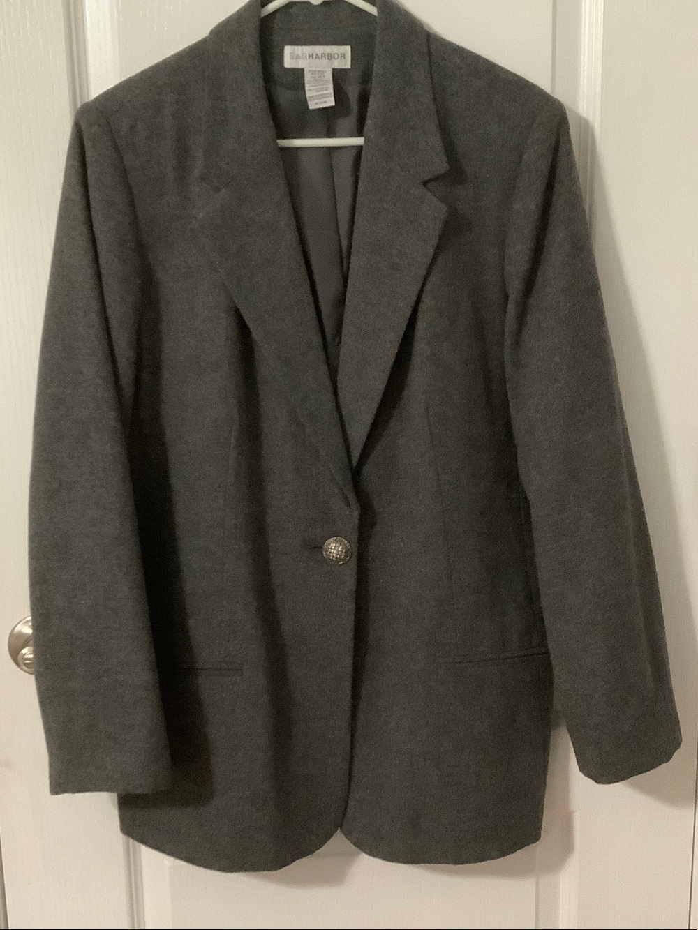 Sag Harbor Charcoal Gray Single-Button Wool-Blend Blazer Size 16T